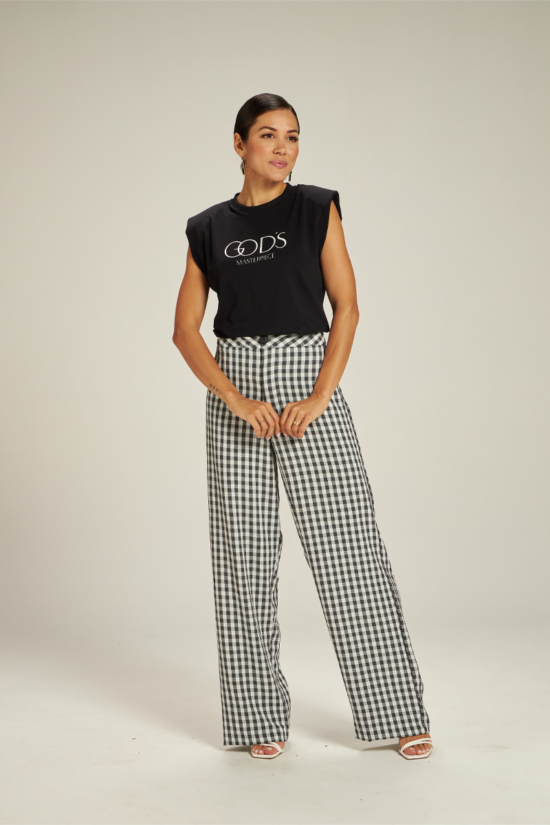 Calça Jeans CalÇa Xadrez Feminina Preta E Branca Calça Feminina